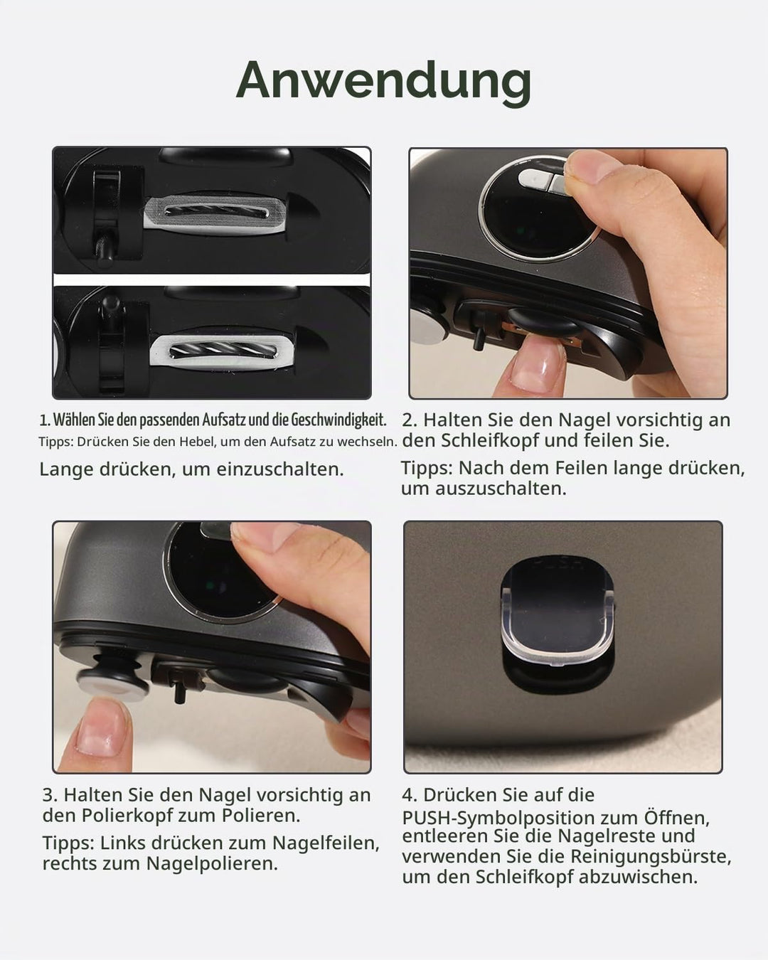 Aokitec Elektrischer Nagelknipser mit doppeltem Sicherheitsklingendesign LED-Licht 3-Speed, 2-in-1 N