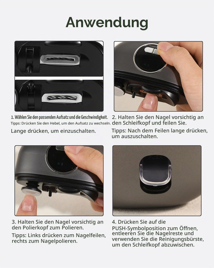 Aokitec Elektrischer Nagelknipser mit doppeltem Sicherheitsklingendesign LED-Licht 3-Speed, 2-in-1 N