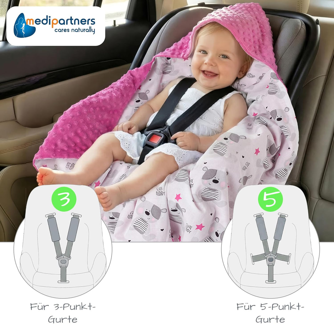 Medi Partners Einschlagdecke 100% Baumwolle 85x85cm Kuscheldecke für Kinderwagen Babyschale universa