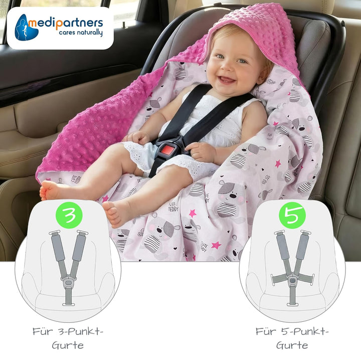 Medi Partners Einschlagdecke 100% Baumwolle 85x85cm Kuscheldecke für Kinderwagen Babyschale universa