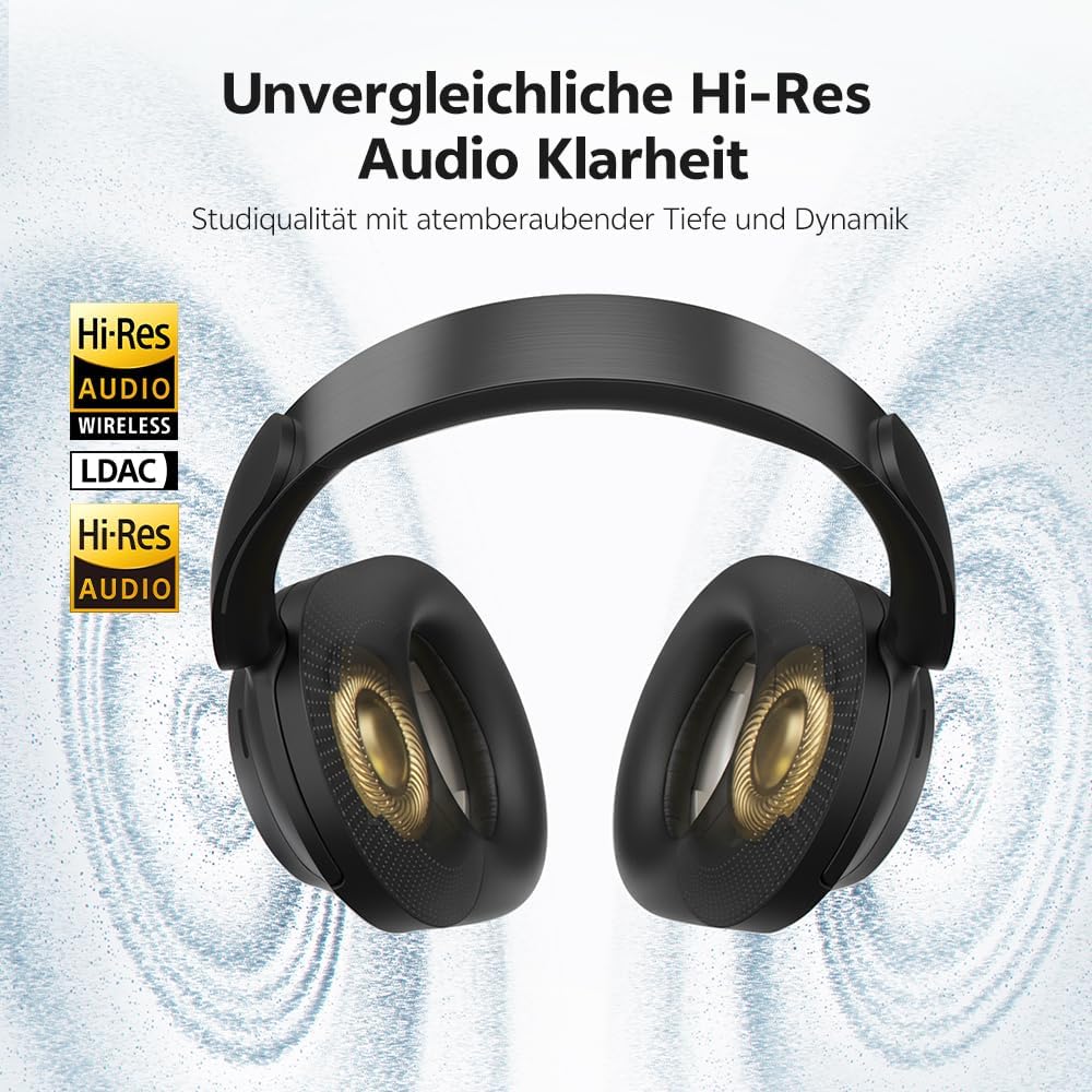 QCY H3S Over Ear Bluetooth Kopfhörer,Hybrid Aktive Noise Cancelling,Hi-Res Audio,LDAC,ultraleichtem