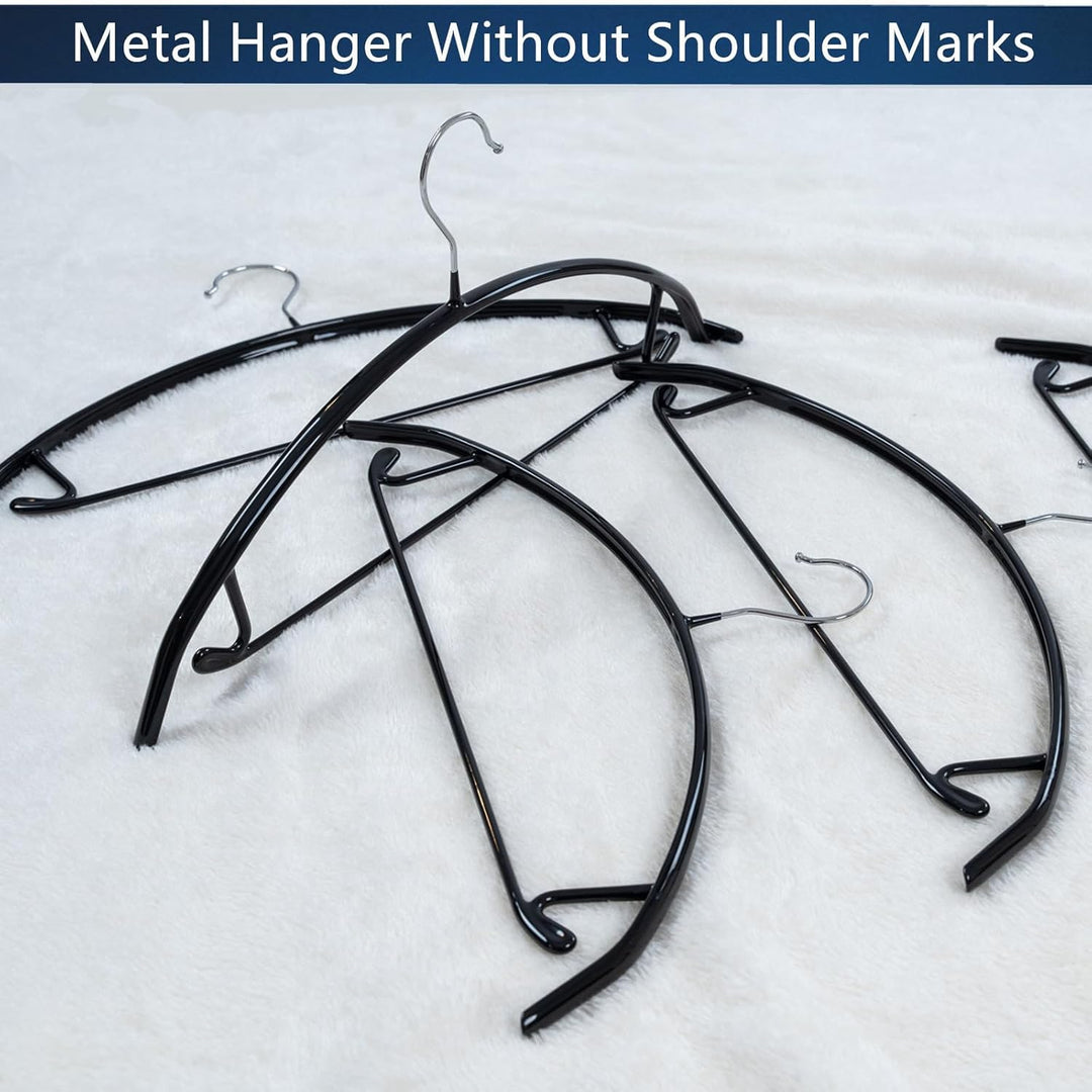 Kleiderbügel aus Metall 42 cm (10er Set) Schwarz - Gummibeschichtet Anti-Rutsch, verformungsfrei für