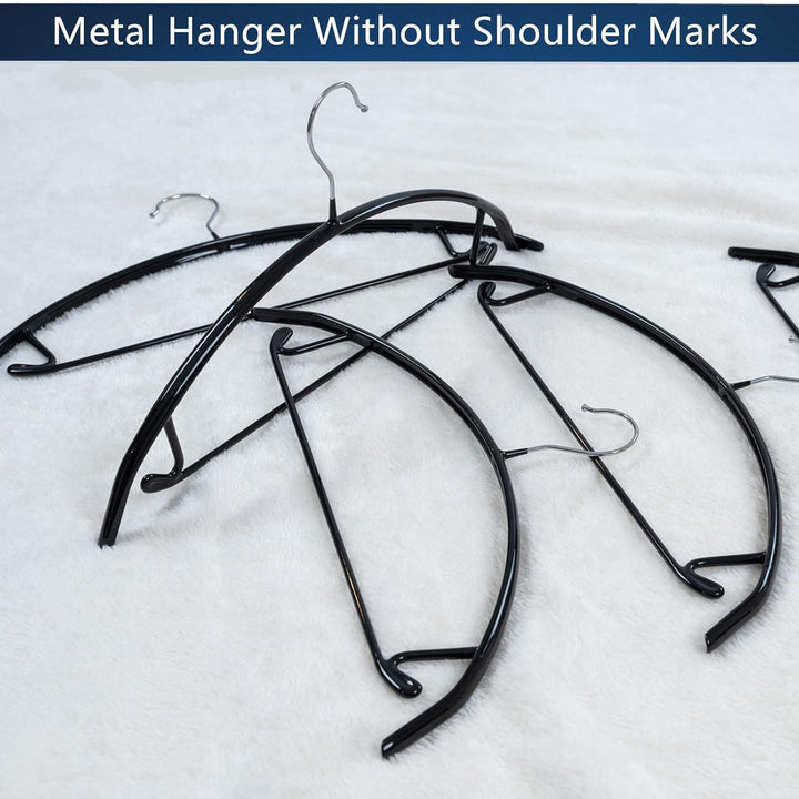 Kleiderbügel aus Metall 42 cm (10er Set) Schwarz - Gummibeschichtet Anti-Rutsch, verformungsfrei für