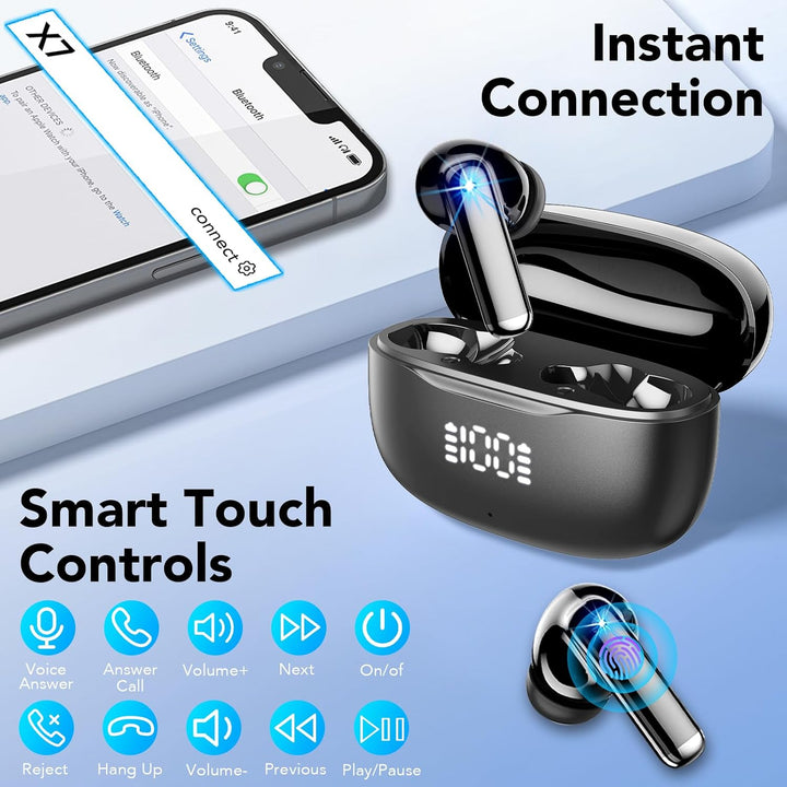 Bluetooth Kopfhörer, In Ear Kopfhörer Kabellos Bluetooth 5.4, Tiefer Bass | 4 ENC Noise Cancelling M