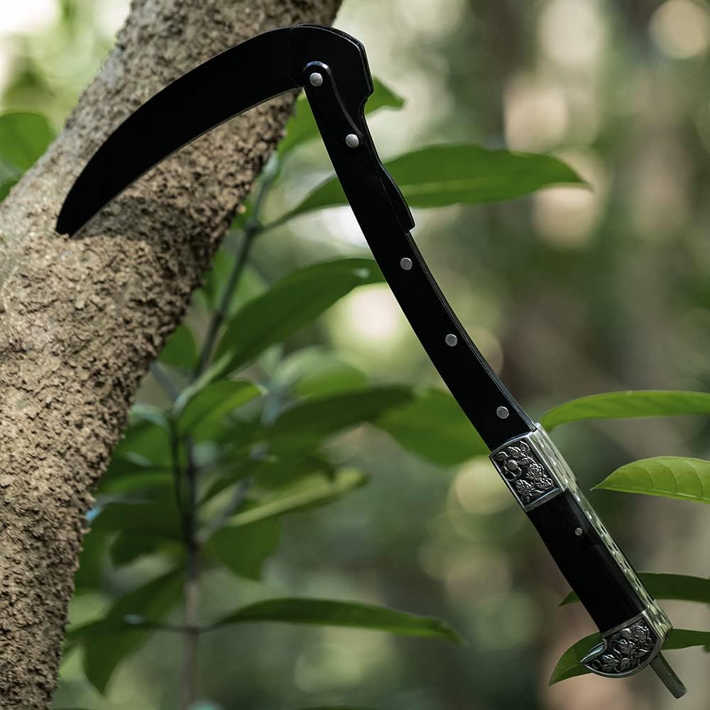 TOKSANG.KF Sicherheit Sharp Gartenarbeit Jäten Faltende Sichel Doppel Retro Bolsters Sense Werkzeug