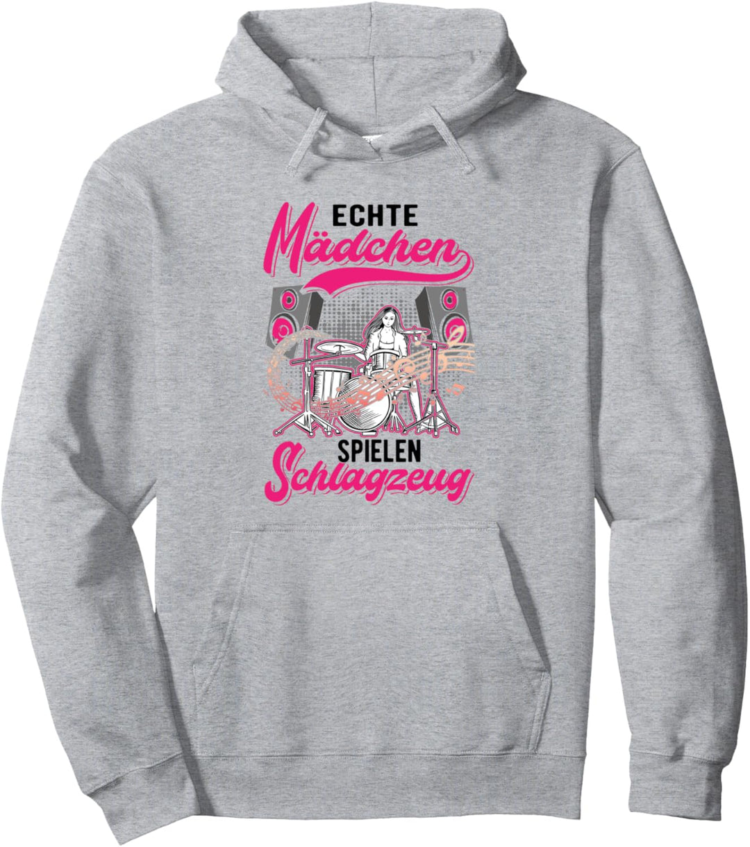 Echte Mädchen spielen Schlagzeug Schlagzeuger Drummer Pullover Hoodie