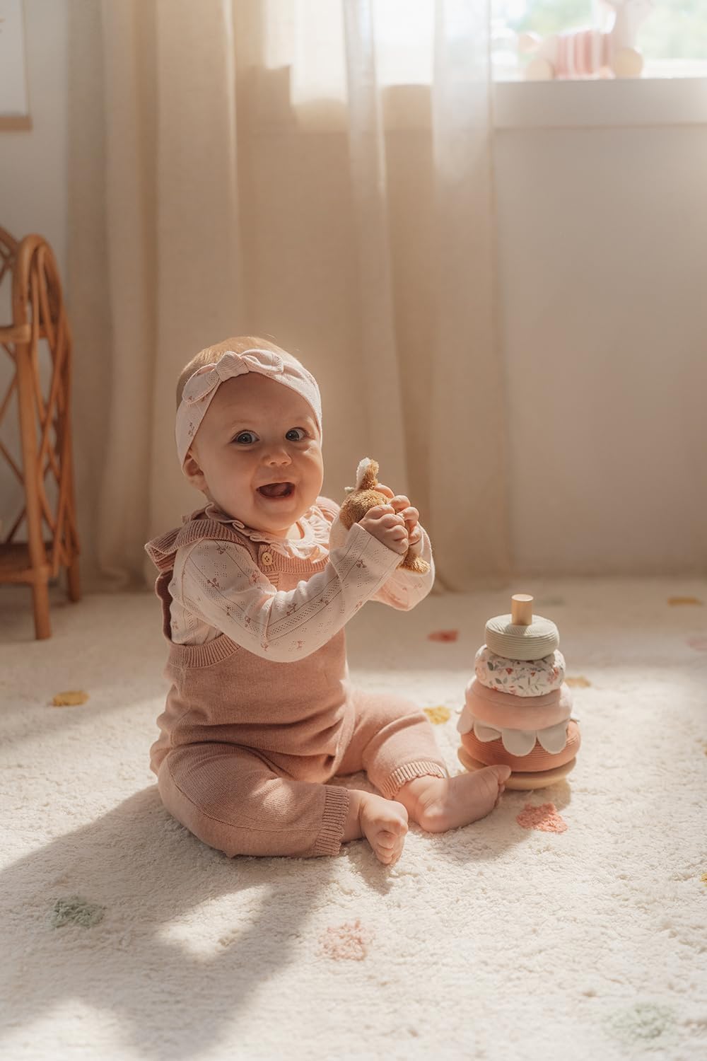 Little Dutch Stapelturm Stapelringe Steckspiel aus Holz und Stoff Baby Kleinkind REH rosa - Fairy Ga