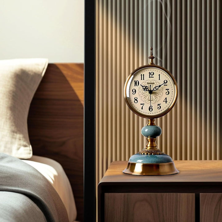 Vintage Tischuhr, Vintage Messing Standuhr, Antik Silent tischuhr für Wohnzimmer, Klassische Nostalg