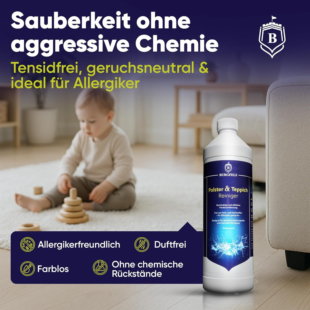 Polsterreiniger Waschsauger Reinigungsset mit Mikrofasertuch [Duft neutral] Teppichreiniger Mittel,