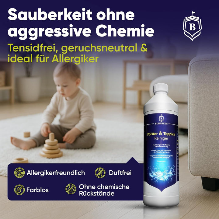 Polsterreiniger Waschsauger Reinigungsset mit Mikrofasertuch [Duft neutral] Teppichreiniger Mittel,