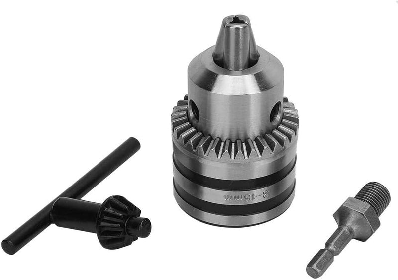 Zahnkranzbohrfutter, 3.0-16MM 1/2-20UNF Bohrfutter mit Spannschlüssel und 1/4 Sechskantkopf Adapter