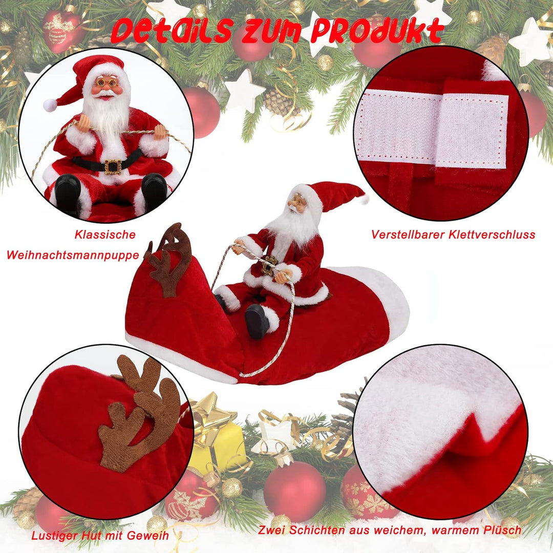 RANYPET Hund Santa Claus Reiten Weihnachtskostüm, Premium Haustier Kleidung Weihnachten Reiten Outfi