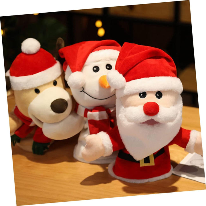 VANZACK Weicher Weihnachtsmann Handpuppe Plüschspielzeug Fingerpuppe Eltern Junge Mädchen Interaktiv