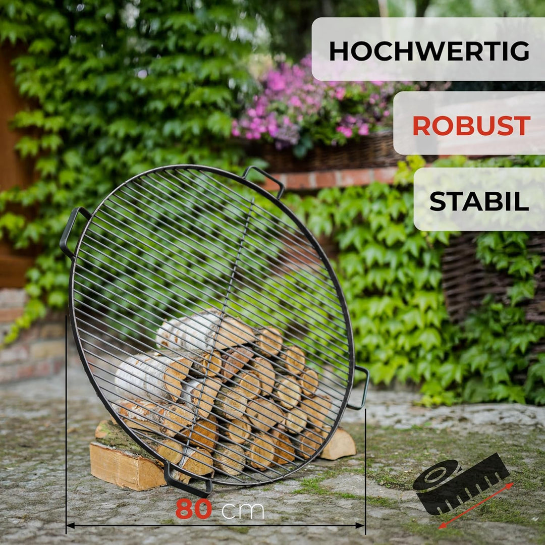 Grillrost Grillgitter Ø80cm für Schwenkgrill aus Rohstahl mit 4 Tragegriffen Grillen Grill von CookK