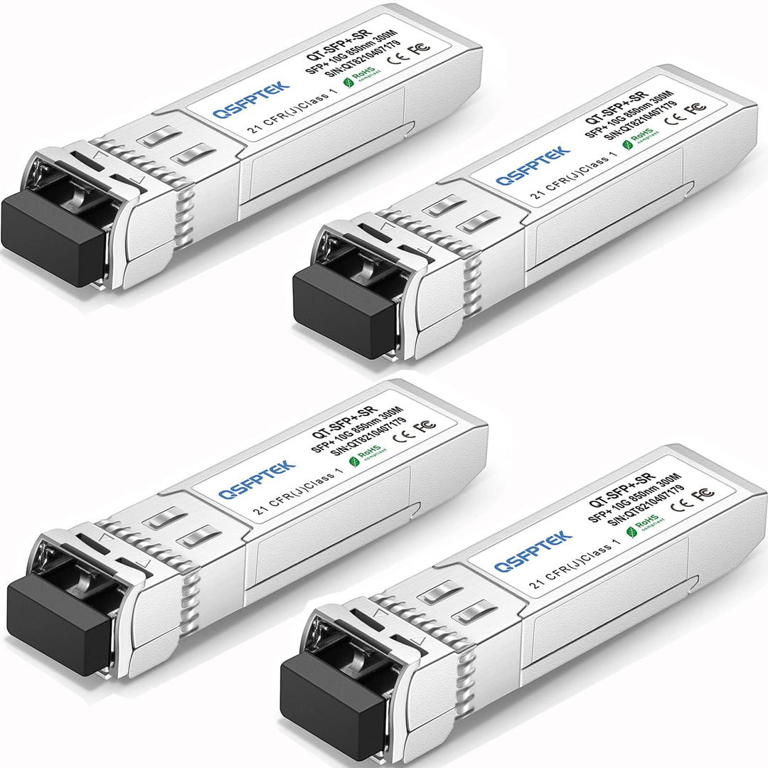 QSFPTEK 4Pack 10GBASE-SR SFP+ Modul 10G 850nm 300M DDM LC Port Multimode SFP+ Transceiver Kompatibel