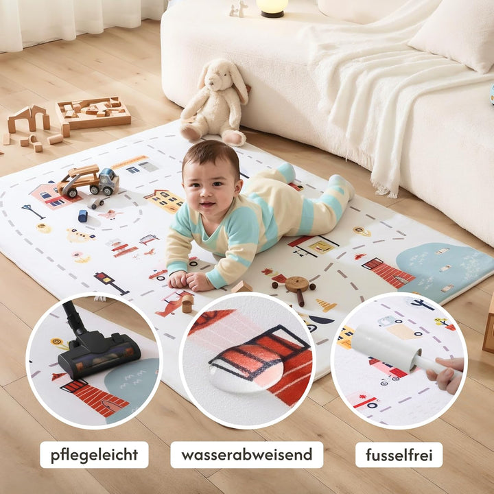 Hakuna Matte Wolkenweiche Spielmatte Baby 160x120x1,5cm – Kinderzimmer Teppich mit hochwertigem Memo