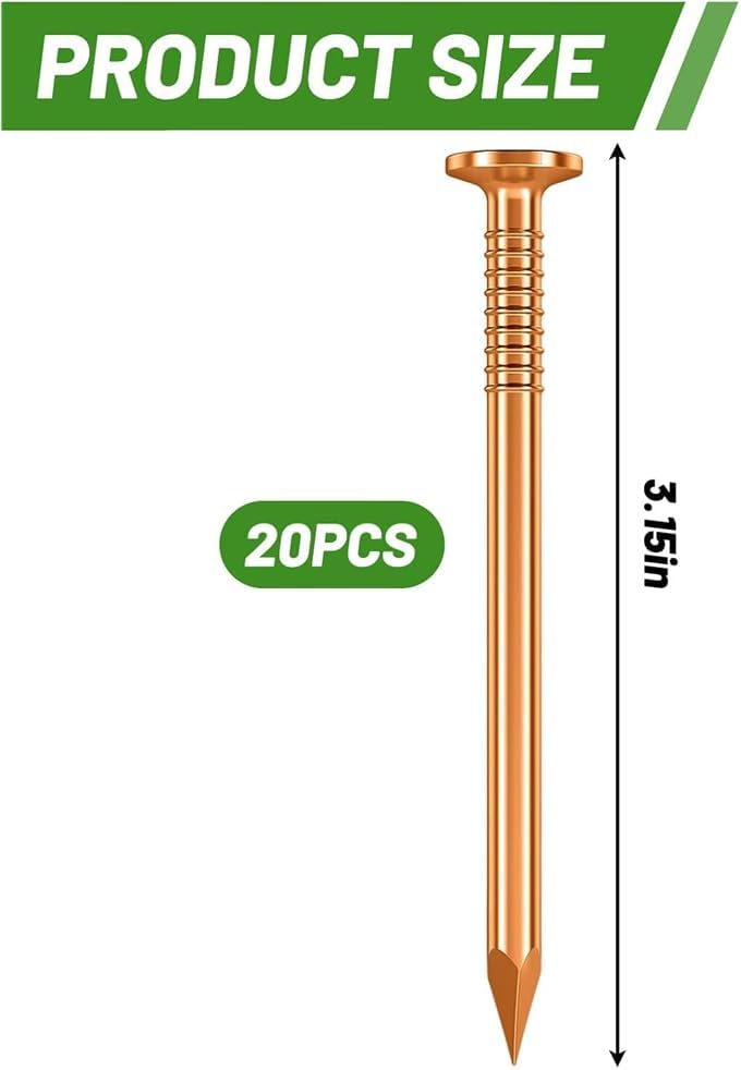 20 Stück Kupfernägel zum Abtöten Von Bäumen, Hardware-Nägel für Bäume mit 1 Bohrnagel.