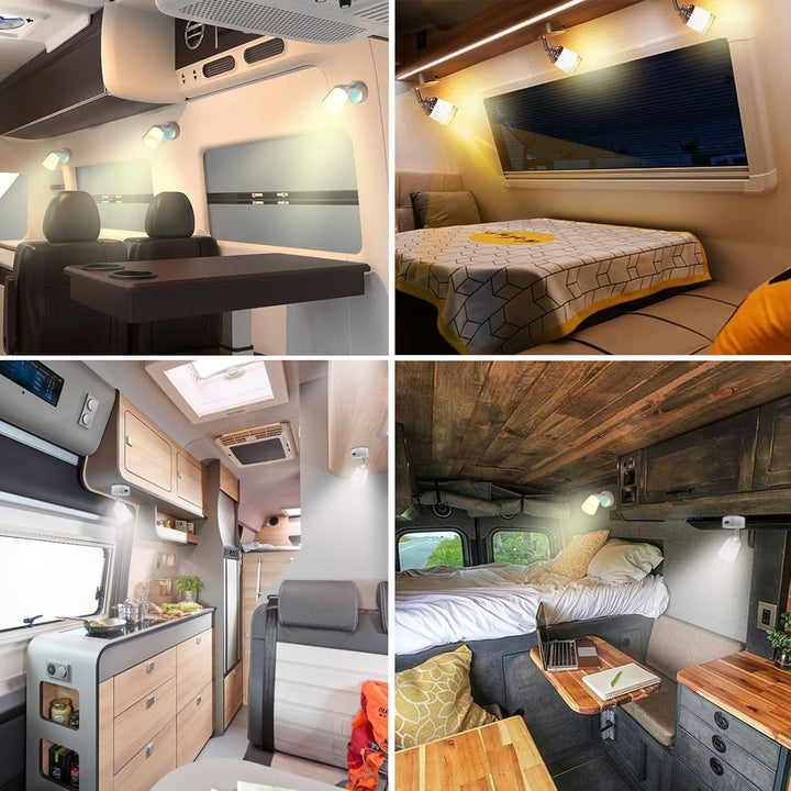 Intckwan 12 Volt Led Lampen Wohnmobil, 12v LED Leselampe Wohnwagen mit USB, 3W, Taktile Dimmschalter