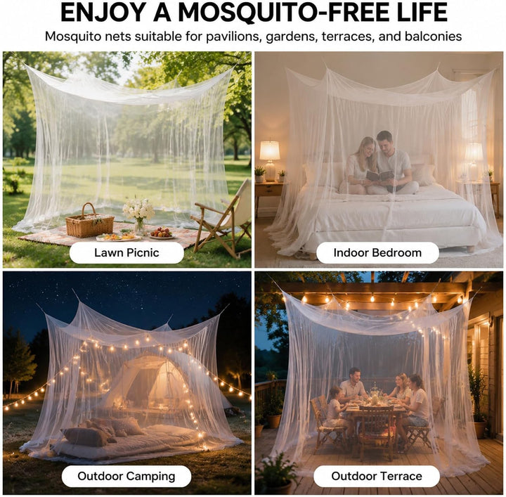 Moskitonetz Bett mit 1 Tür, Moskitonetz Camping Extra gross, Mückennetz Bett Geeignet für Pavillons,
