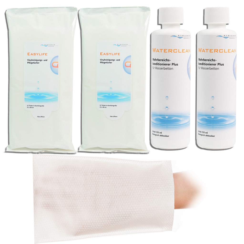 Pflegemittel für Wasserbetten. Conditioner Waterclean 2 x 250ml und Vinylreinigungstücher Easylife 2