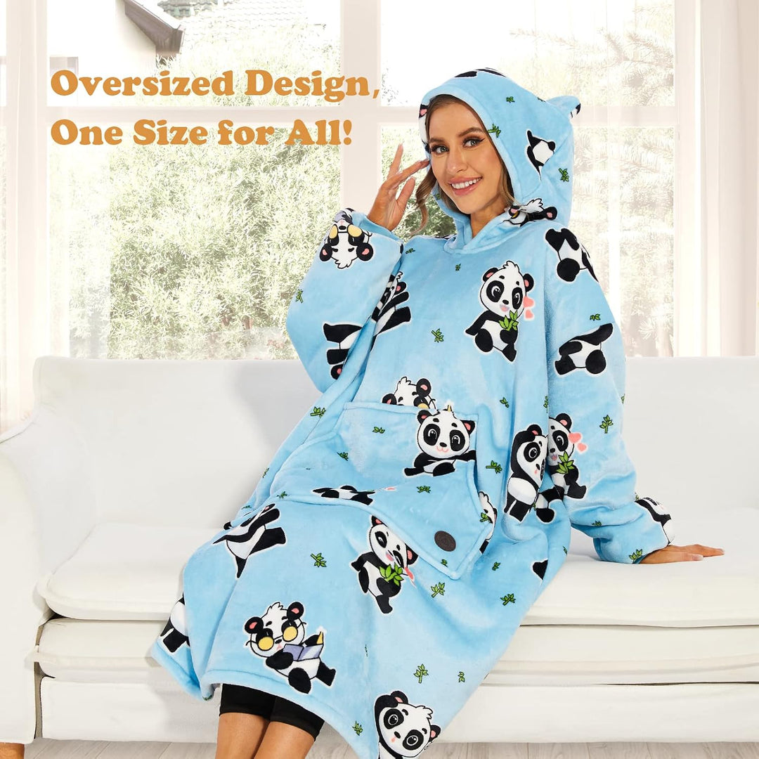 THREE POODLE Decken Hoodie Damen, Oversize Hoodie Decken Pullover Kuschelpullover für Damen Herren K