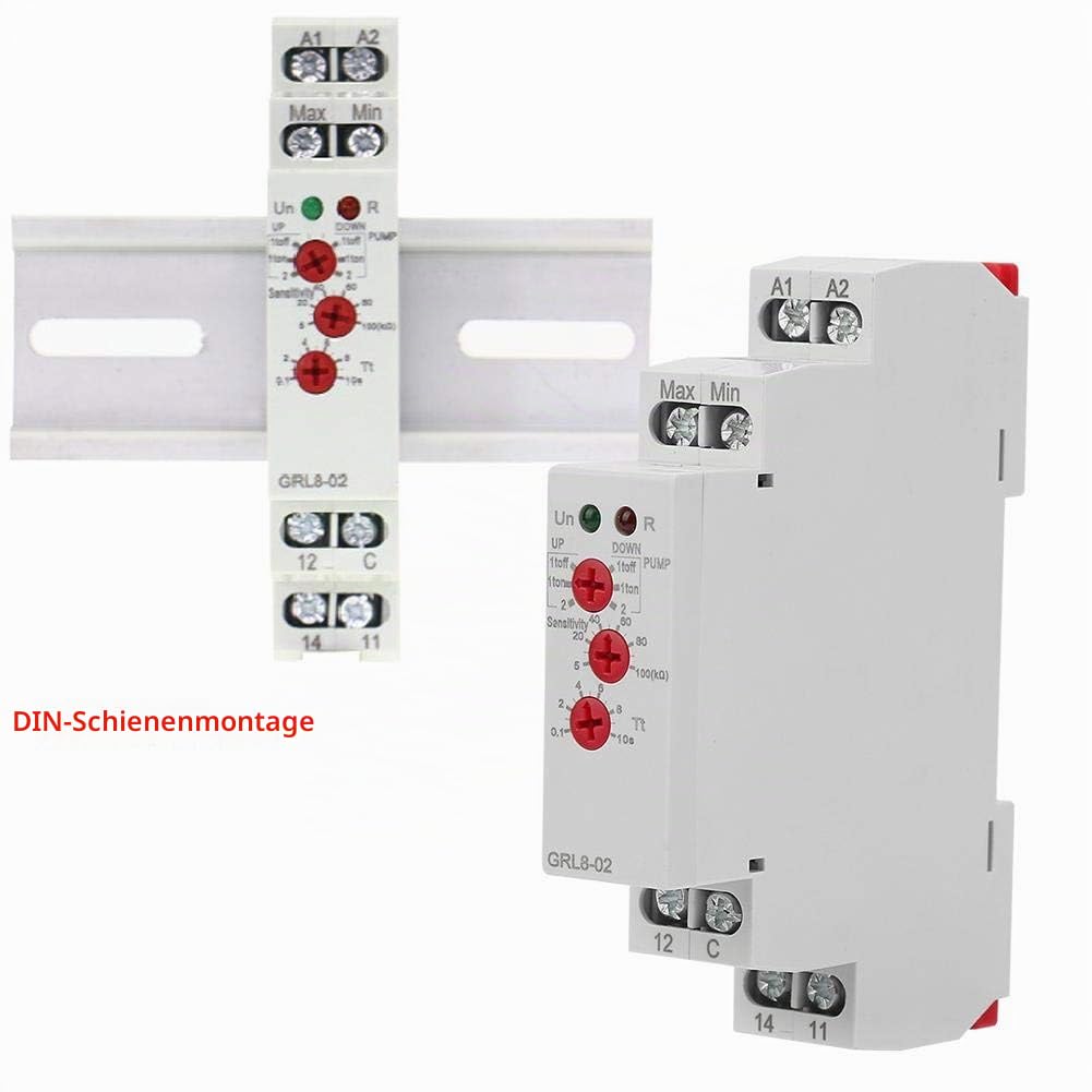 Niveaurelais, GRL8-02 AC/DC 24V-240V 10A Niveaurelais zur Überwachung des Flüssigkeitsstands in Beck