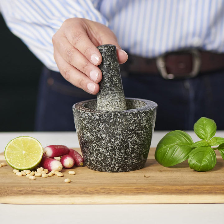 Cole & Mason Dorchester Mörser mit Stössel Klein 10 cm, natürlicher Granit, langlebiger Steinmörser