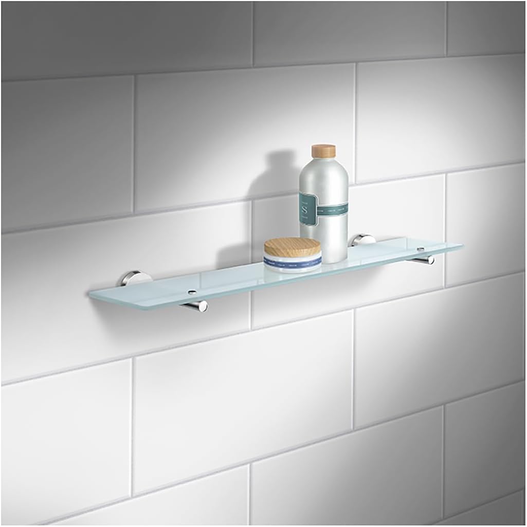 SMEDBO Home Badezimmer Glas Regal mit Klammern, Silber/weiss