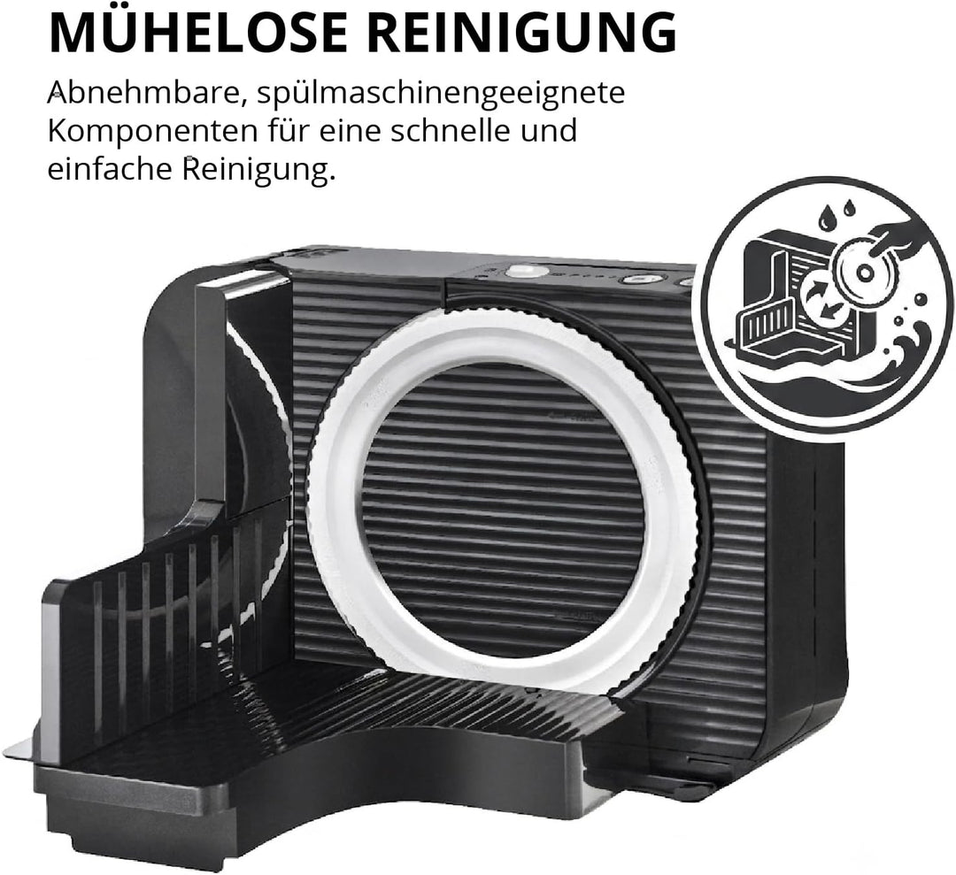 EUREL RS54 Akku-Allesschneider, Schwarz | Brotschneidemaschine klappbar, kabelloser Allesschneider m