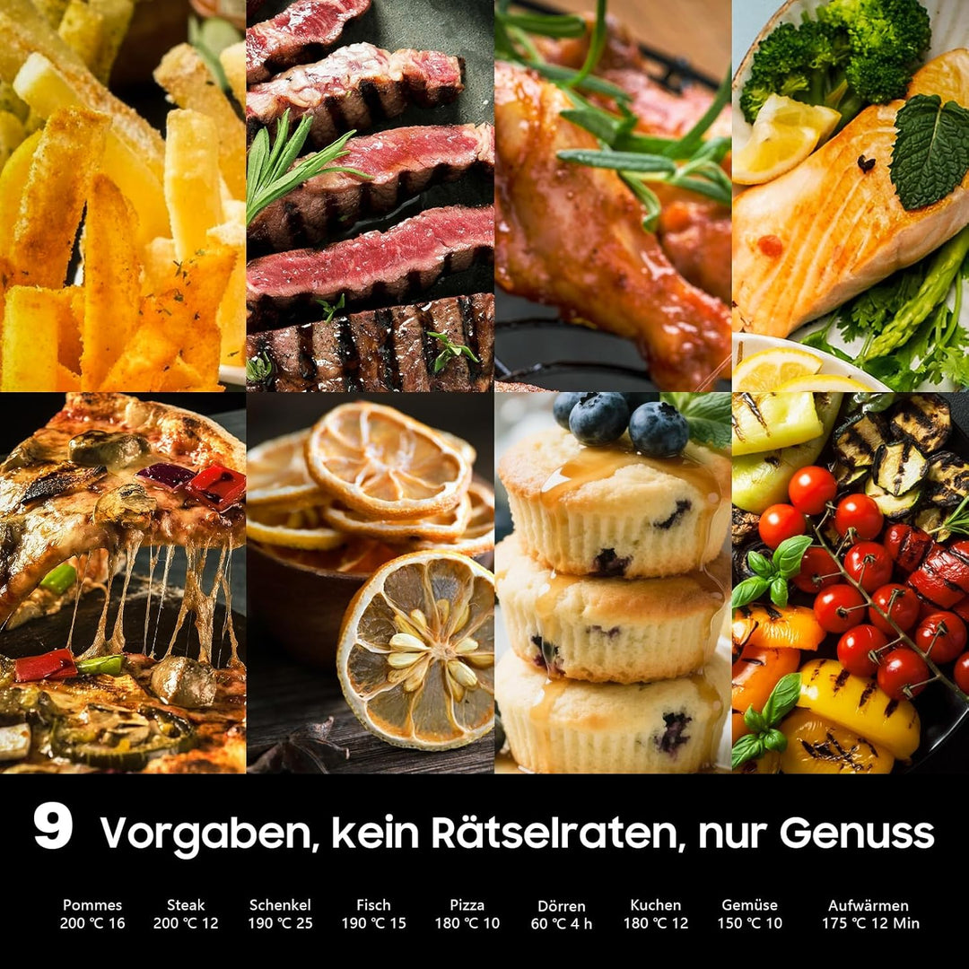 Heissluftfritteuse XXL 9L 2350W – Leistungsstarke Airfryer mit 9 Programmen, Digitales LED Touch Dis