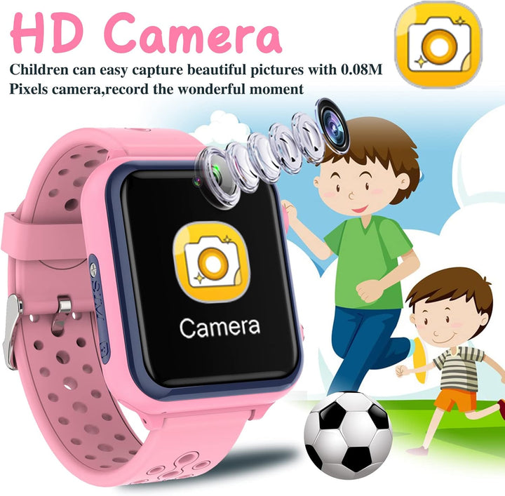 Smartwatch Kinder, Spiele, Telefon für Mädchen und Jungen (Pink) Rose 1,44 Zoll, Rose 1,44 Zoll