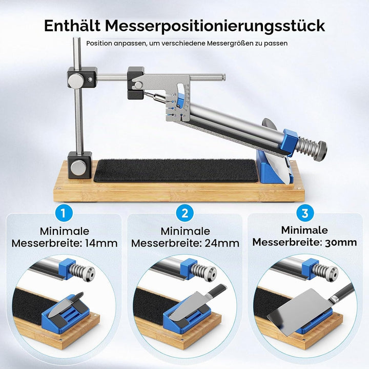 Messerschärfer Profi Set mit Aufbewahrungsbox aus Holz, Professioneller Messerschleifer mit Schnells
