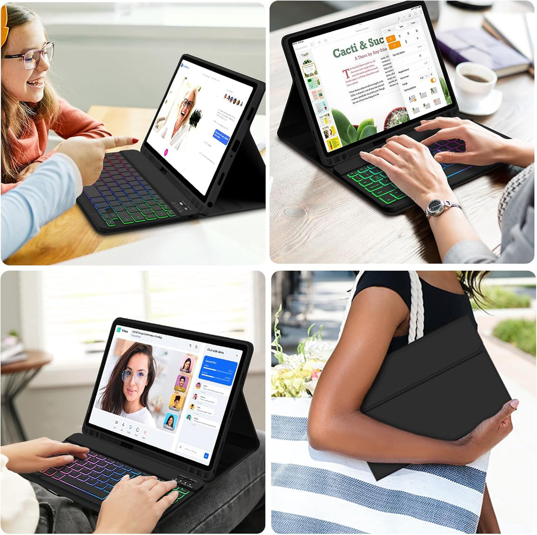 Bettdow für Samsung Galaxy Tab A11+/A9+ 11" Tastatur Hülle, Deutsch QWERTZ Layout Abnehmbarer Beleuc