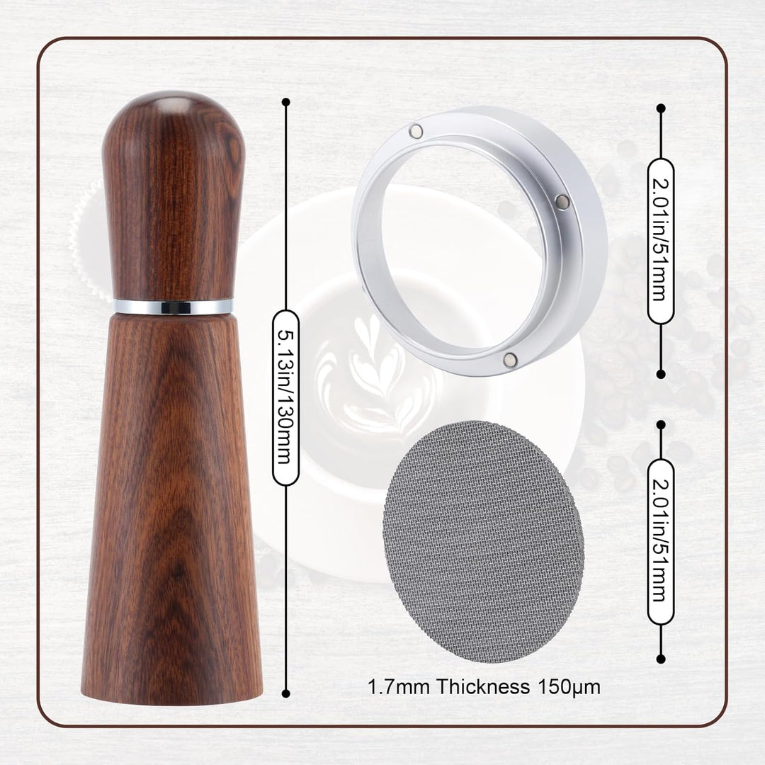 51mm Siebträger Zubehör Set,WDT Tool,Puck Screen &amp; Dosierring Set,Espresso Nadel mit 8 Feinen Nadeln
