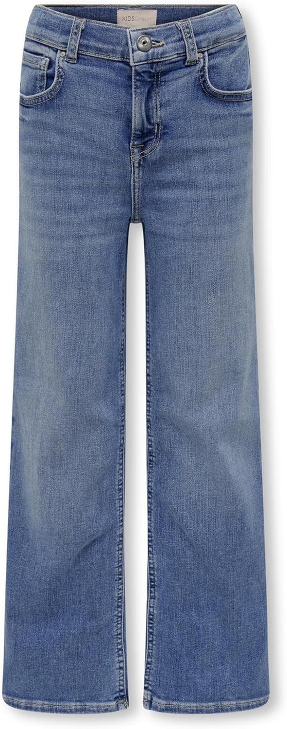 ONLY Girl Weit geschnitten Jeans KOGMADISON Mittlere Taille Gerade geschnitten Jeans 116 Medium Blue