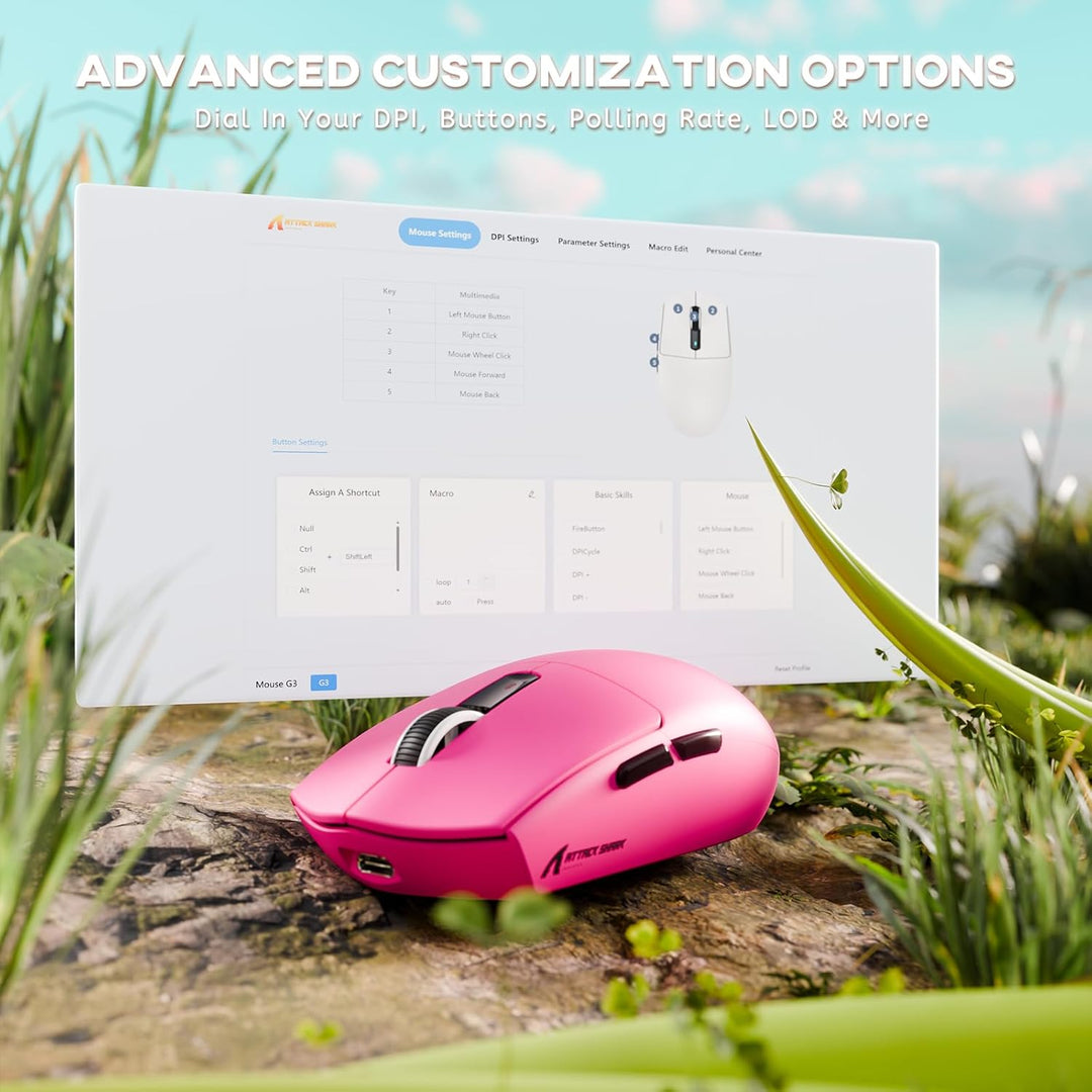 ATTACK SHARK G3 Kabellose Gaming-Maus, 25000 DPI, PAW3311-Sensor, 59g Superlight G305 Gamer-Mäuse, 8