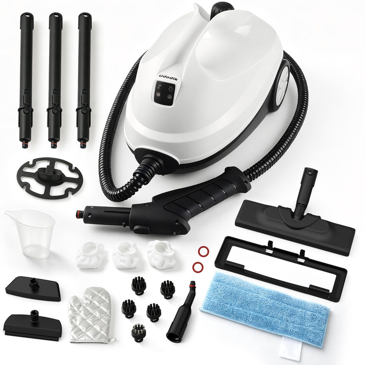 Dampfreiniger, Steam Cleaner mit 5 M Extra Langem Netzkabel | 21 Zubehör| Sicherheitsschloss| Bodend
