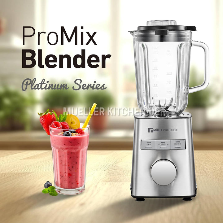 Muller Kitchen MK-6065 Küchenmixer Standmixer (1000 W, Glaskanne mit 1,5 l, 6-Klingen-Edelstahlmesse