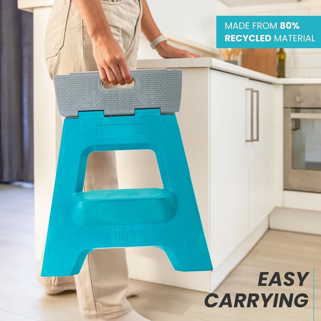 Vigar Kompakte Tritthocker Klappbar für Erwachsene, 40 cm, 2‑Schritt, Klapphocker Faltbar 150 kg rut