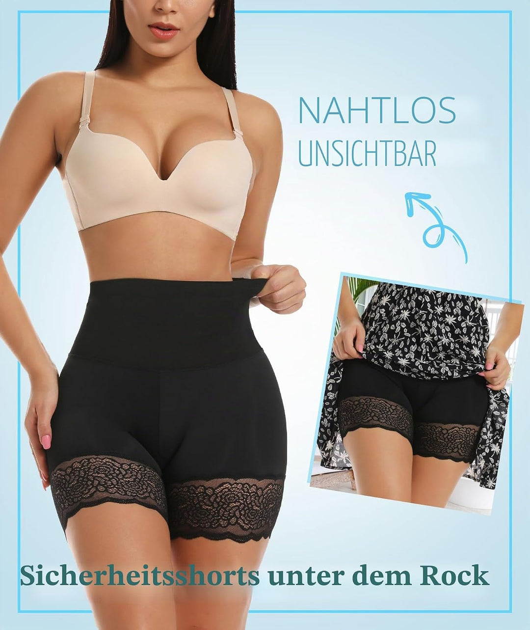 MISS MOLY Unterhose Damen Unter Rock Kurz Hose Shorts Leggings Anti Chafing Miederhose Bauch Weg Mie