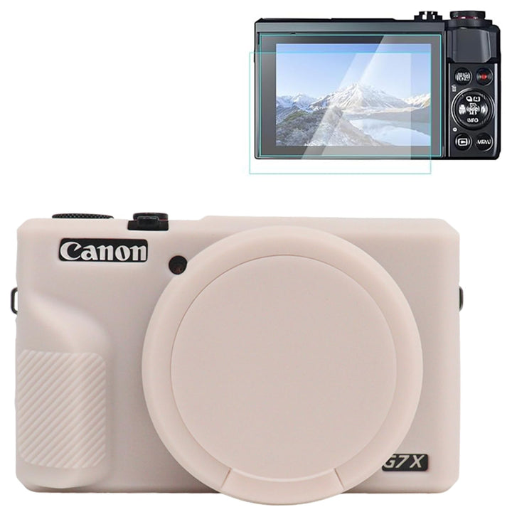 Rieibi Silikon-Schutzhülle für Canon G7X Mark III, G7X Mark III, Zubehör mit 2 Displayschutzfolien,