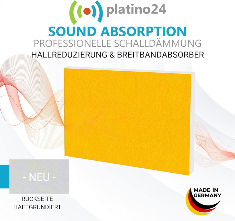 platino24 Schallabsorber Set aus Basotect G+ mit Akustikfilz, 4 Absorberelemente Rechteck je 825x550