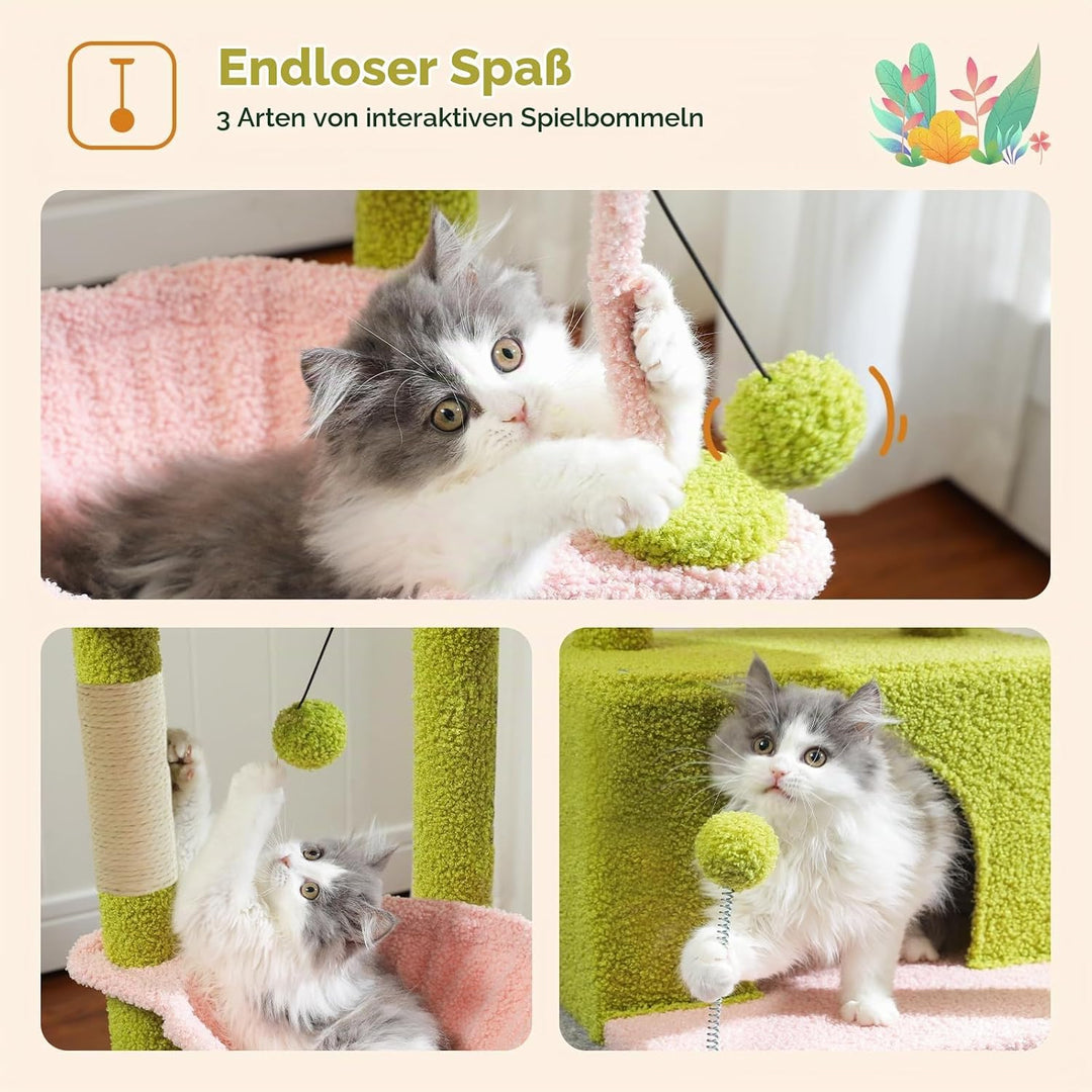 PAWZ Road Kleiner Katzenbaum Katzenbaum für Indoor-Katzen mit Hängematte, Katzenturm mit Sisal-überz