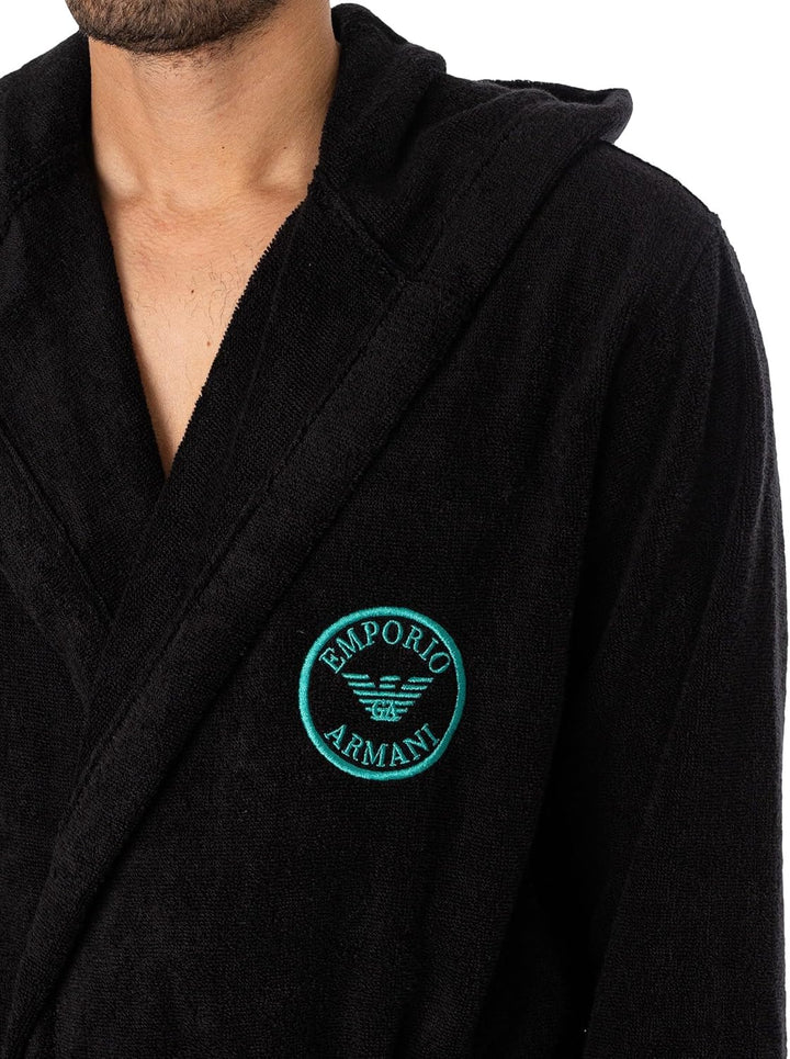 Emporio Armani Herren Men's Micro Sponge Bathrobe S Schwarz, S Schwarz