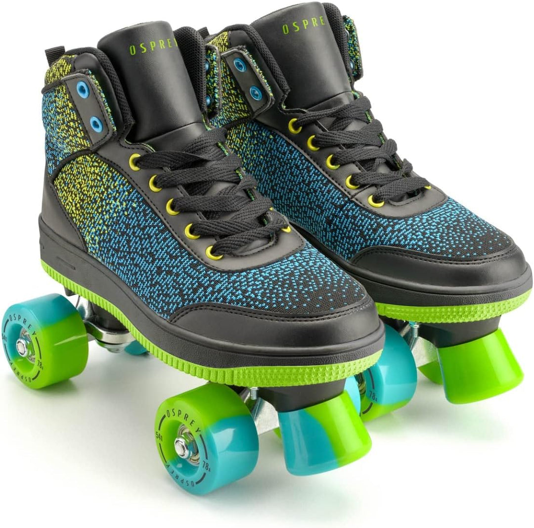 Osprey Premium Quad Skates, Retro-Rollschuhe – Raver 35 EU Schwarz, 35 EU Schwarz