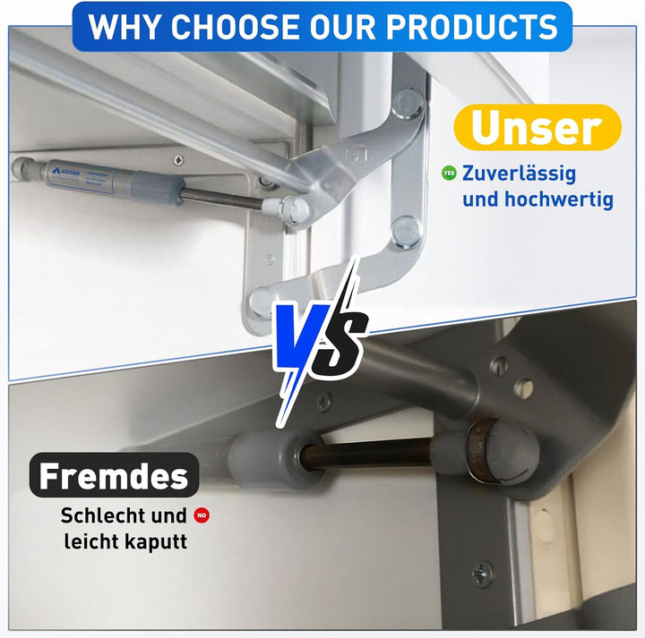 ARANA 195mm 100N Gasdruckdämpfer Ersatzteil für KESSEBÖHMER Lift-o-Mat Gasfeder Gasdruckfeder Hydrau