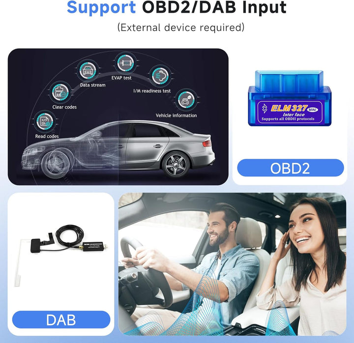 Podofo Carplay Autoradio für Citroen C1/Toyota Aygo/Peugeot 107, Android HiFi Android Auto 10" Touch