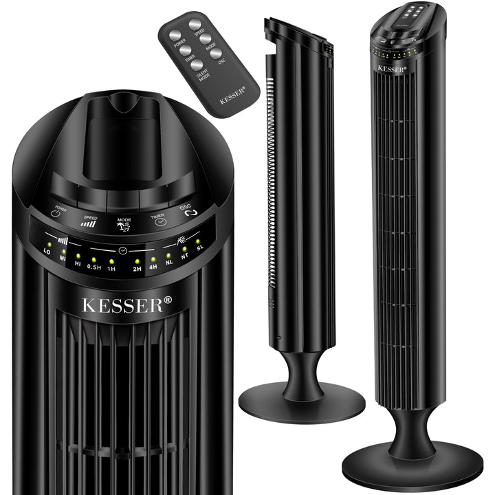 KESSER® Turmventilator mit Fernbedienung | 90° Oszillationswinkel | 3 Stufen | 90 cm |+ Timerfunktio