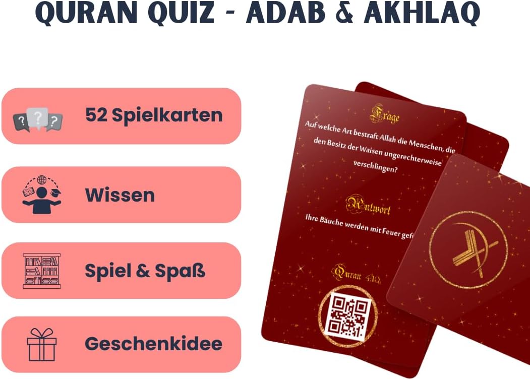 Islamisches Geschenk Spiel Quiz Quran Fragen über Koran und Islam inklusive eigene muslimquiz App (A