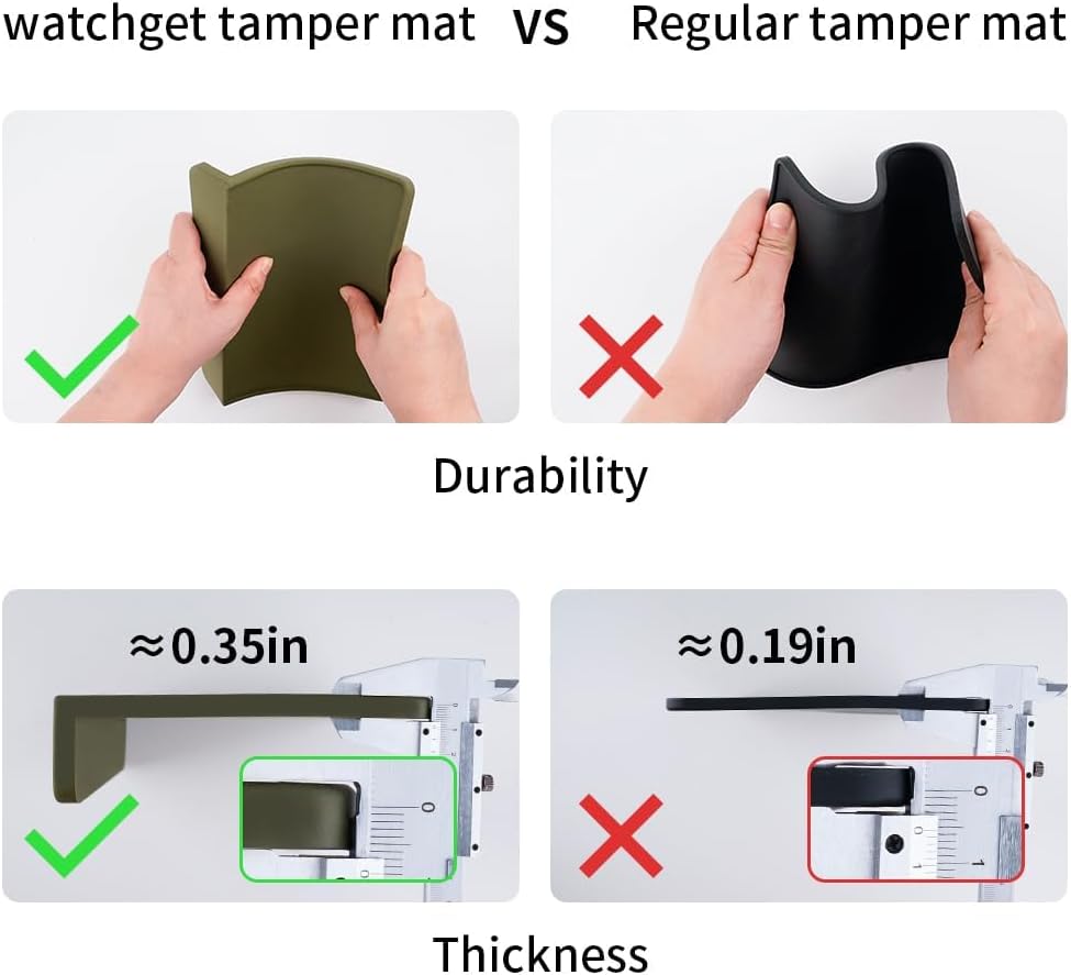 watchget Espresso-Tamping-Matte, Kaffee-Tampermatte, olivfarbenes Silikon, lebensmittelechtes Pad, 2